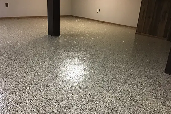 Refinished basement floor